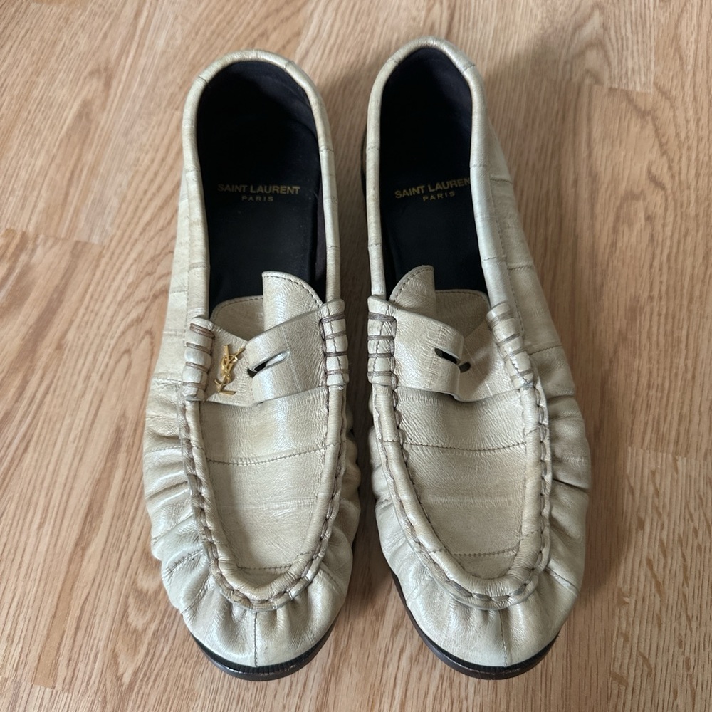 Saint Laurent Le Loafer in Ivory Crocodile